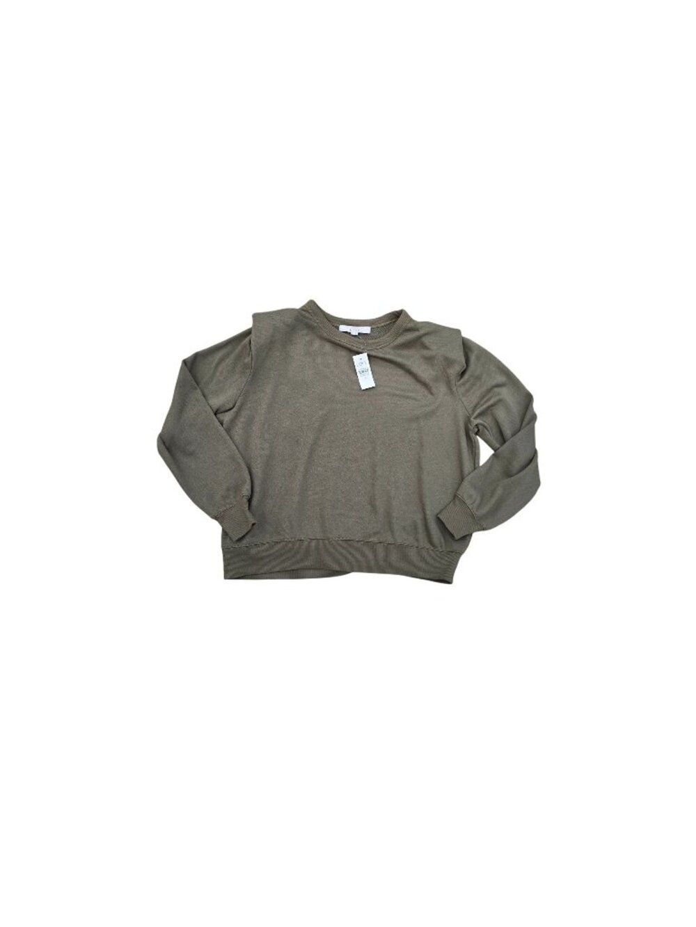 Loft Womens Crewneck Olive Green Pullover Sweatshirt Size S Cotton Blend